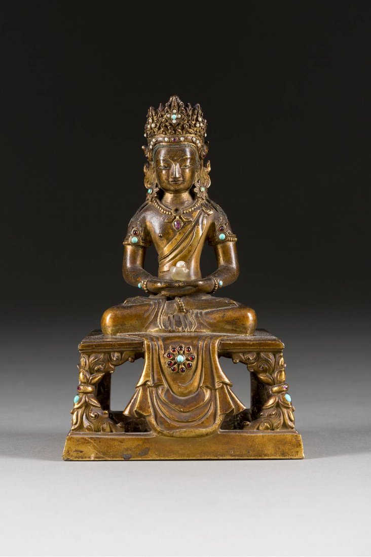 BUDDHA AMITAYUS Sino-tibetisch, 18. Jh. Bronze, (1 of 1)
