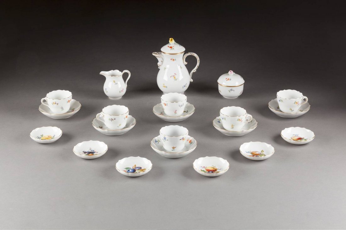 MOKKASERVICE 'STREUBLUMEN' Deutsch, Meissen, 2. Hälfte (1 of 1)