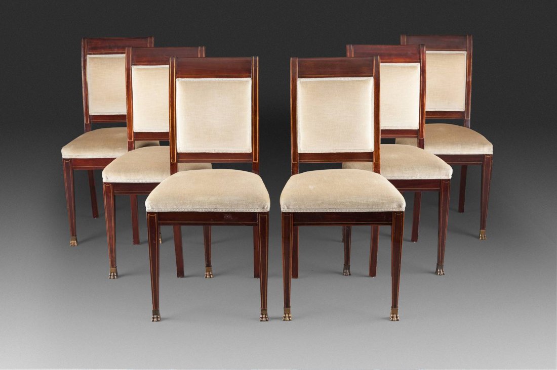 SECHS STÜHLE England, 19. Jh. Mahagoni, furniert, (1 of 1)