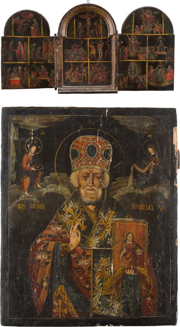 A TRIPTYCH AND AN ICON SHOWING ST. NICHOLAS OF MYRA (1 of 1)