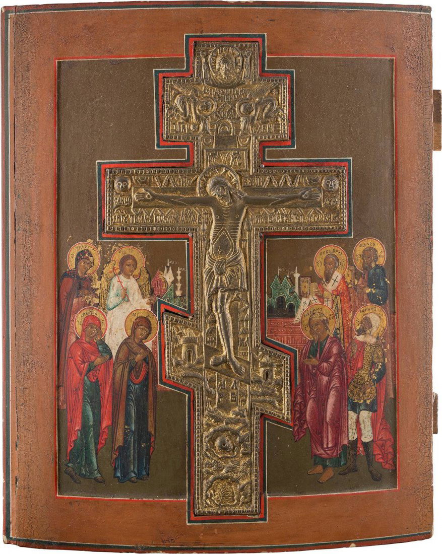 A LARGE ICON SHOWING THE CRUCIFIXION AND SELECTED (1 of 1)