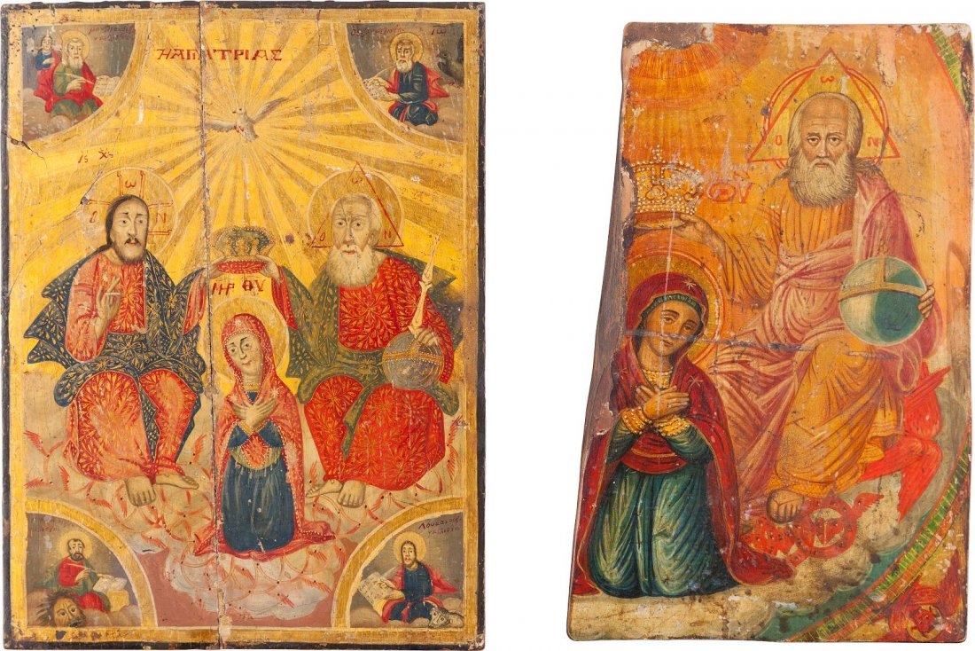 AN ICON SHOWING THE CORONATION OF THE MOTHER OF GOD AND (1 of 1)