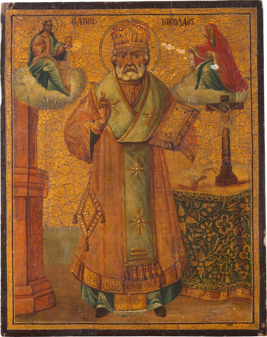 AN ICON SHOWING ST. NICHOLAS OF MYRA Balkan, 19th (1 of 1)