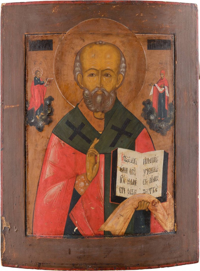 A LARGE ICON SHOWING ST. NICHOLAS OF MYRA Russian, (1 of 1)