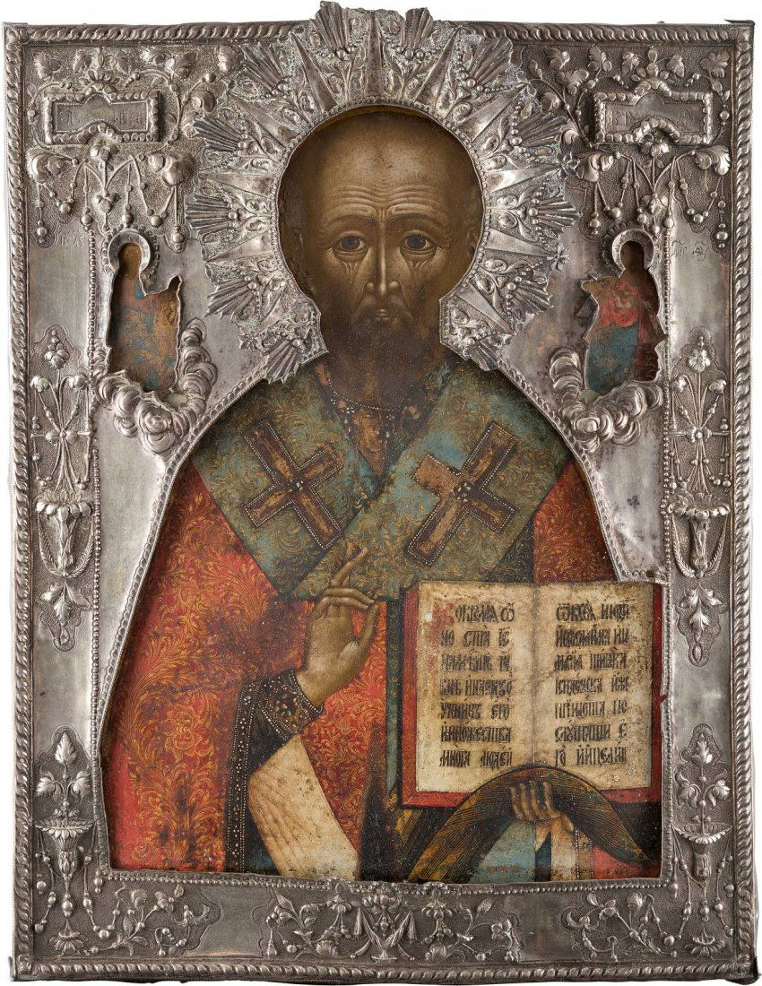 A LARGE AND VERY FINE ICON SHOWING ST. NICHOLAS OF MYRA (1 of 1)