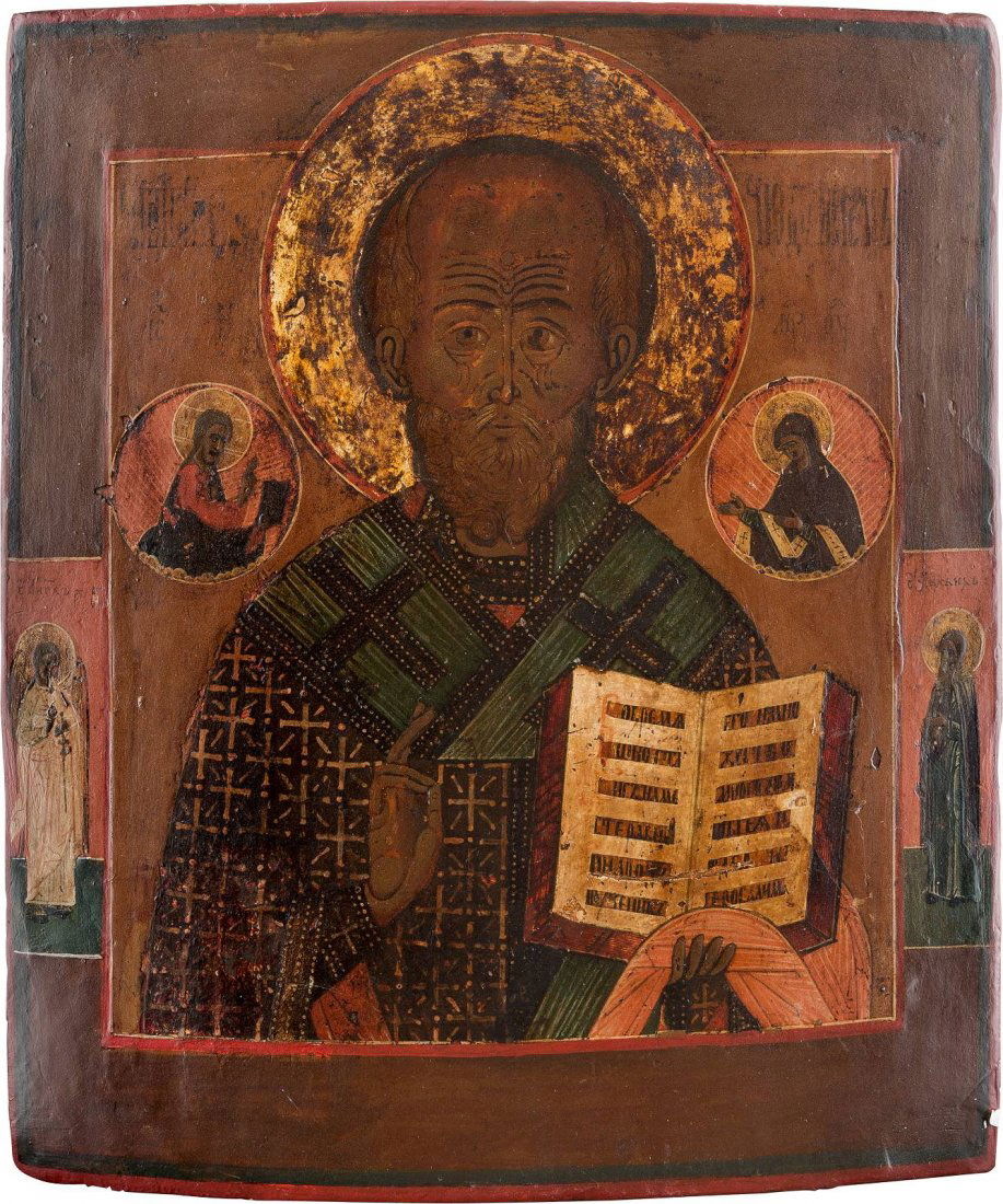 AN ICON SHOWING ST. NICHOLAS OF MYRA Russian, 18th (1 of 1)