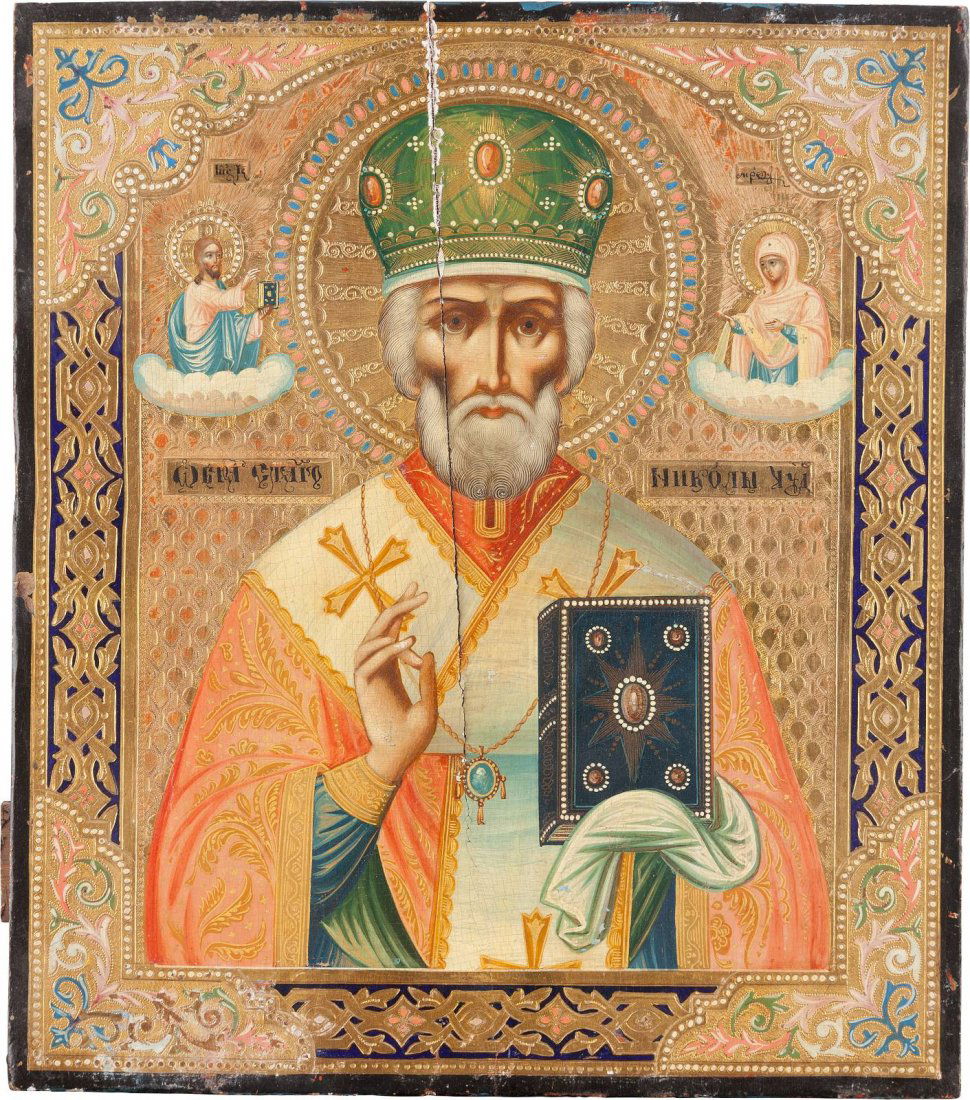 A FINE ICON SHOWING ST. NICHOLAS OF MYRA Russian, circa (1 of 1)