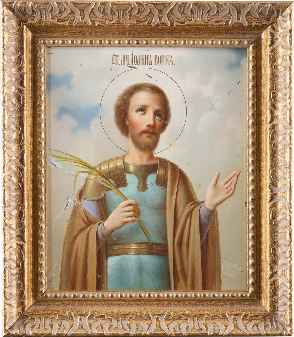 ST. JOHN THE WARRIOR Russian, circa 1900 Oil on metal. (1 of 1)