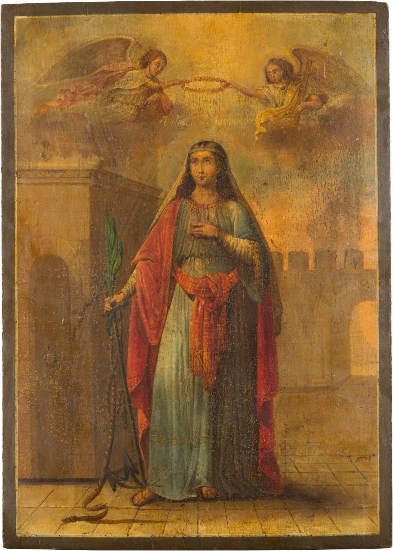 A LARGE ICON SHOWING THE MARTYR ST. NADEZHDA Russian, (1 of 1)