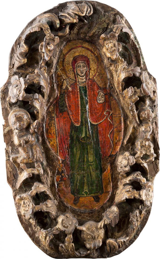 AN ICON SHOWING THE MARTYR ST. PARASKEVA Greek, 18th (1 of 1)