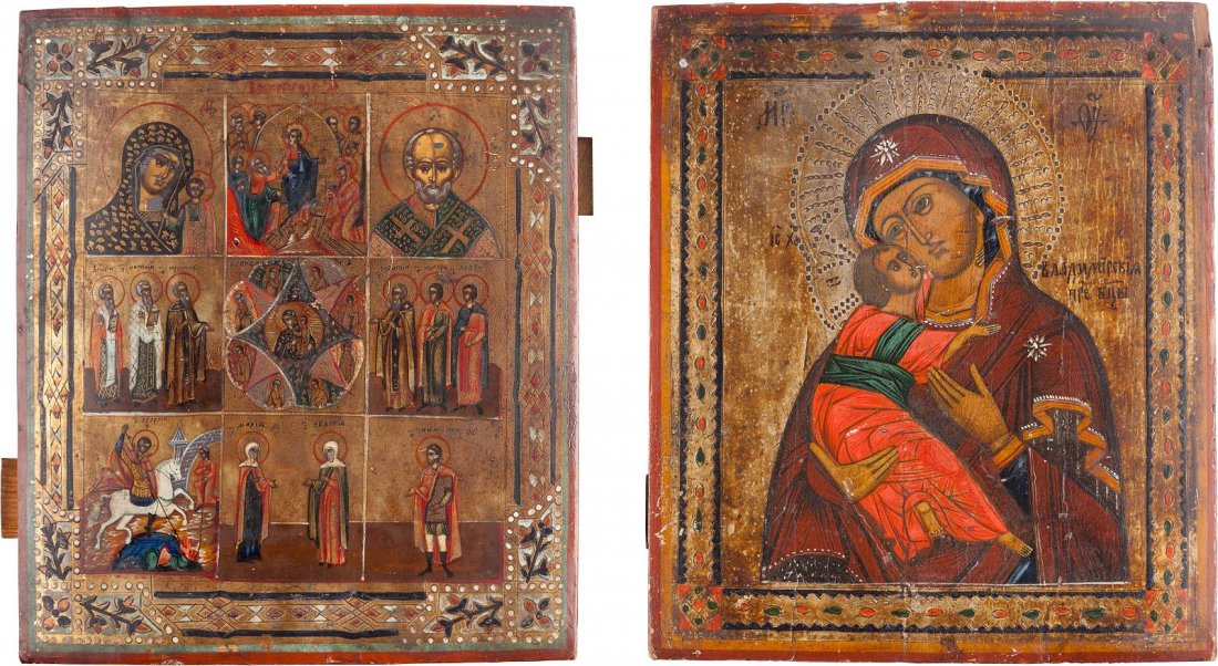 TWO ICONS Russian, late 19th century Tempera on wood (1 of 1)