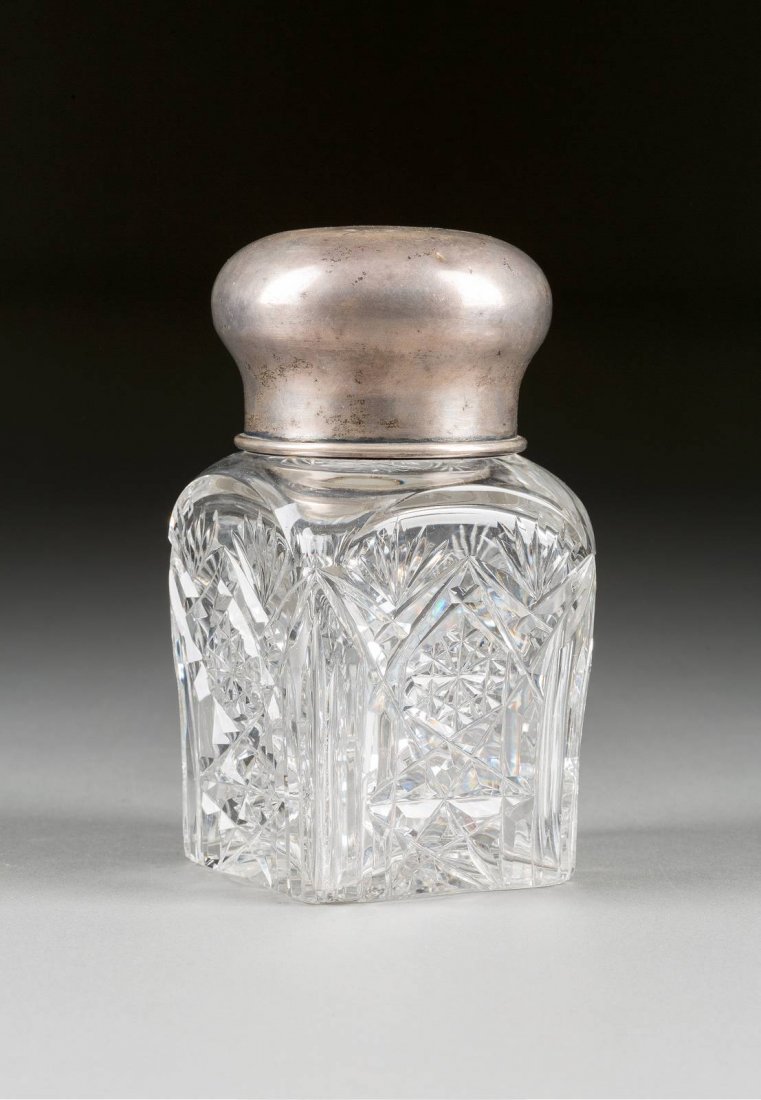 A SILVER-MOUNTED CUT-GLASS TEA CADDY Russian, St. (1 of 2)