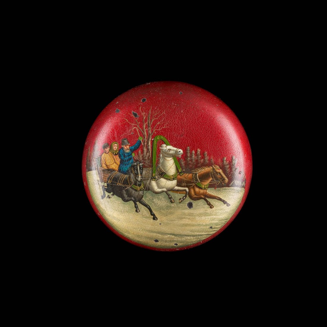 A FINE PAPIERMACHƒ AND LACQUER BOX WITH COVER Russian, (1 of 1)