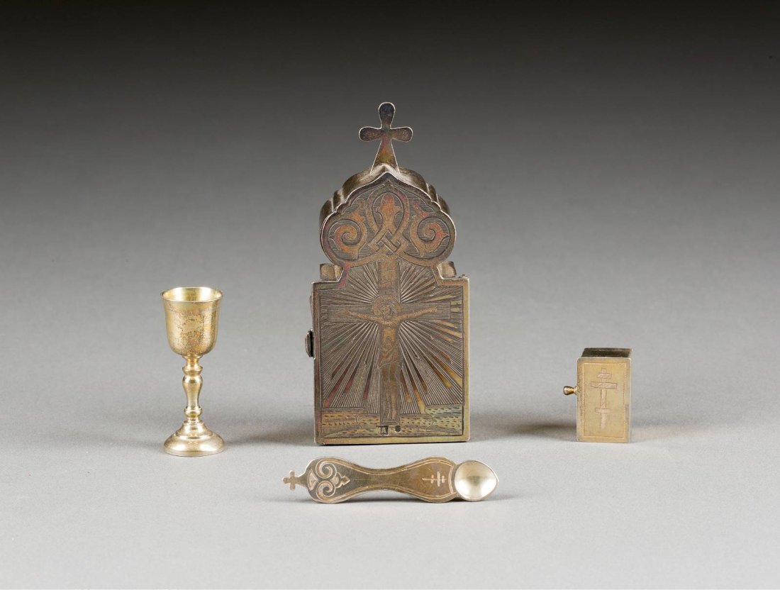 A SILVER PARCEL-GILT TRAVELLING COMMUNION SET Russian, (1 of 1)
