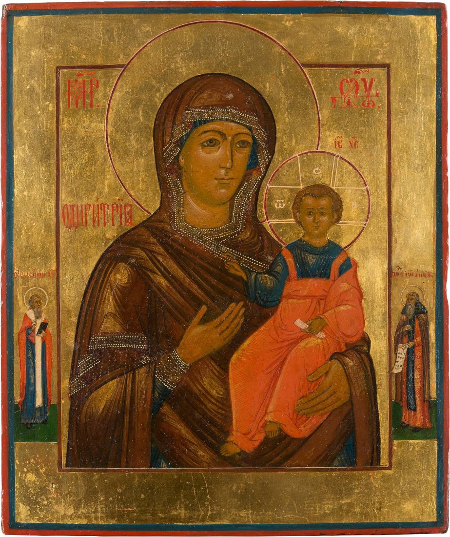 AN ICON SHOWING THE HODIGITRIA MOTHER OF GOD Russian, (1 of 1)