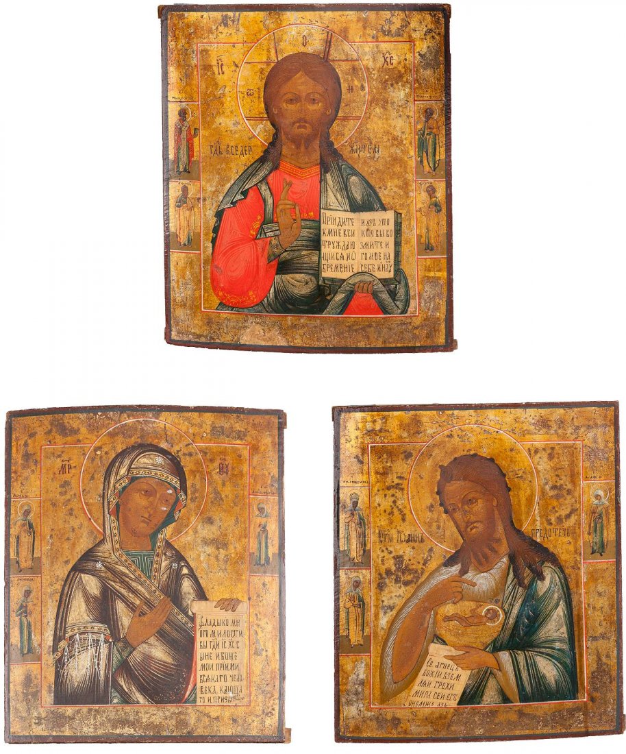 THREE ICON FORMING A DEISIS Russian, 19th century (1 of 1)