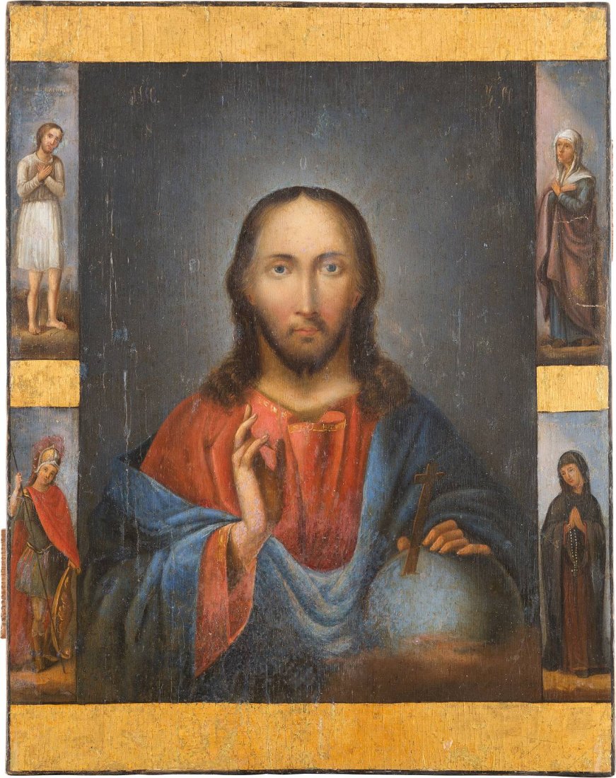 AN ICON SHOWING CHRIST PANTOKRATOR Russian, late 19th (1 of 1)