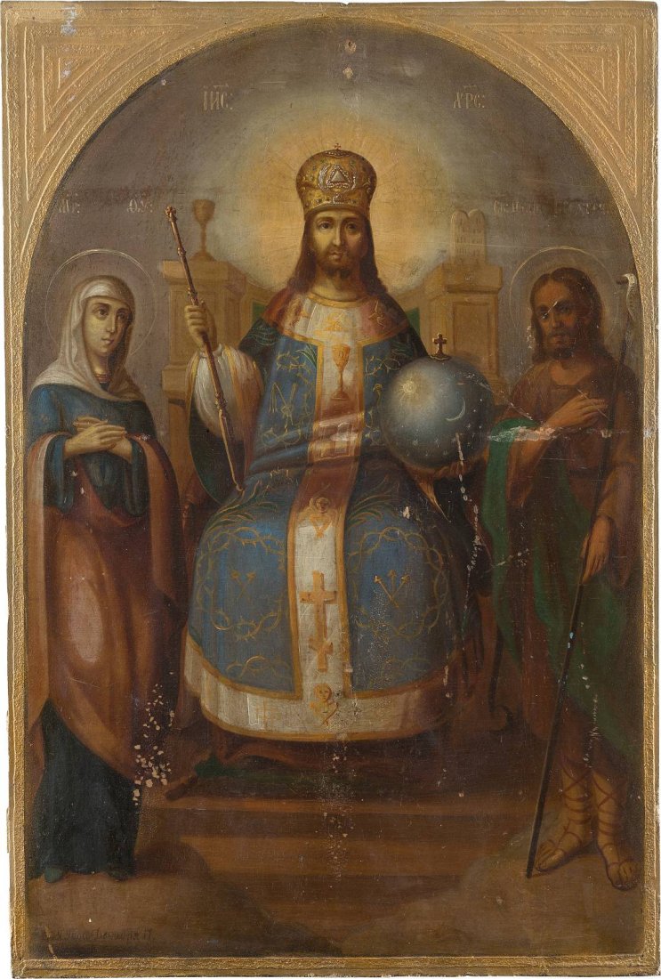 A MONUMENTAL SIGNED AND DATED ICON SHOWING A DEISIS (1 of 1)