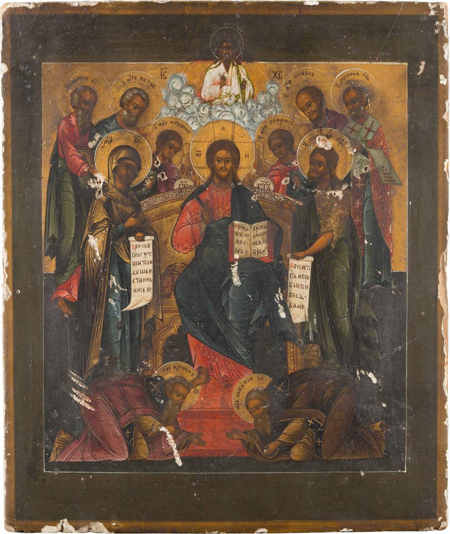 AN ICON SHOWING AN EXTENDED DEISIS Russian, circa 1800 (1 of 1)