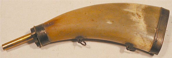 Flat Powderhorn with Brass Ends: Flat Powderhorn with Brass Ends