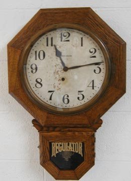 Oak Regulator Ingram Wall Clock: Oak Regulator Ingram Wall Clock, Works, Key & Pendulum