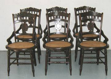 Six Victorian Cane Seat Hip Hugger Chairs: Six Victorian Cane Seat Hip Hugger Chairs