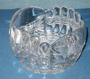 Pattern Glass Bowl, 1800's or Early 1900's, 9 Di: Pattern Glass Bowl, 1800's or Early 1900's, 9 Dia.