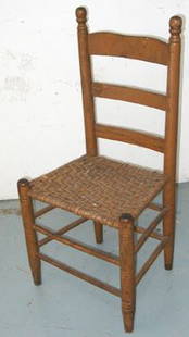 Three Rail Ladderback Chair, Oak Rush Seat: Three Rail Ladderback Chair, Oak Rush Seat, Tan Finish