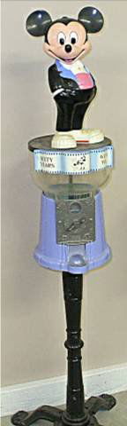 60th Anniversary 1988 Mickey Mouse Bubble Gum: 60th Anniversary 1988 Mickey Mouse Bubble Gum Machine on Stand, 48"H