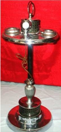 Art Deco Electric Smoke Stand with Electric Light: Art Deco Electric Smoke Stand with Electric Lighter and Lighted Base, 12" x 16" x 21 1/2" High