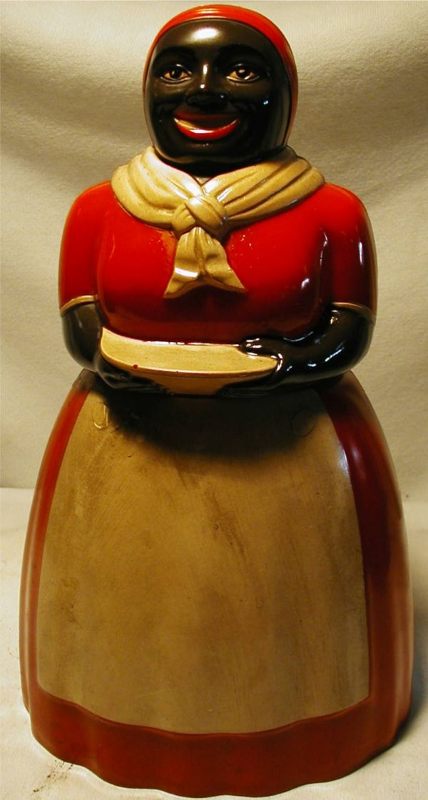 F & F Mold & Die Works Black Mamie Cookie Jar, Pl: F & F Mold & Die Works Black Mamie Cookie Jar, Plastic HTF, Very Good Condition some discoloration from dirt, 12"H x 7"W