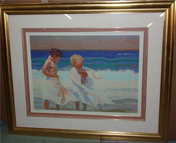 Artist John Asaro Gold Leaf Framed Picture Called: Artist John Asaro Gold Leaf Framed Picture Called " Summer Breeze", Excellent Condition, LE 107/195, 52 x 44
