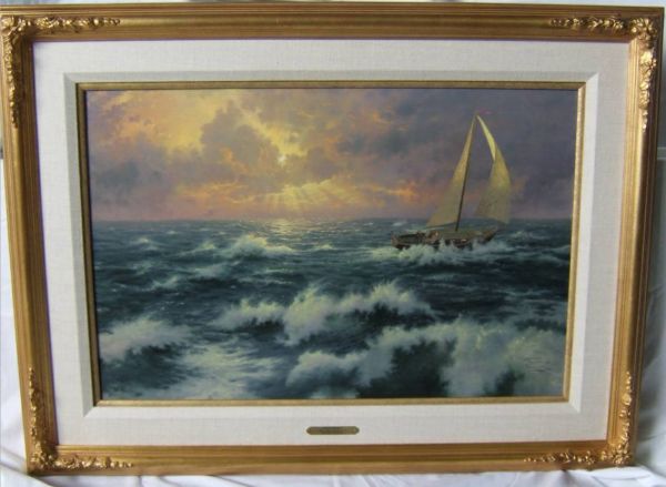 Thomas Kincade Standard Numbered Framed Canvas,: Thomas Kincade Standard Numbered Framed Canvas, Perseverance with Certificate of Authenticity, 26 x 36