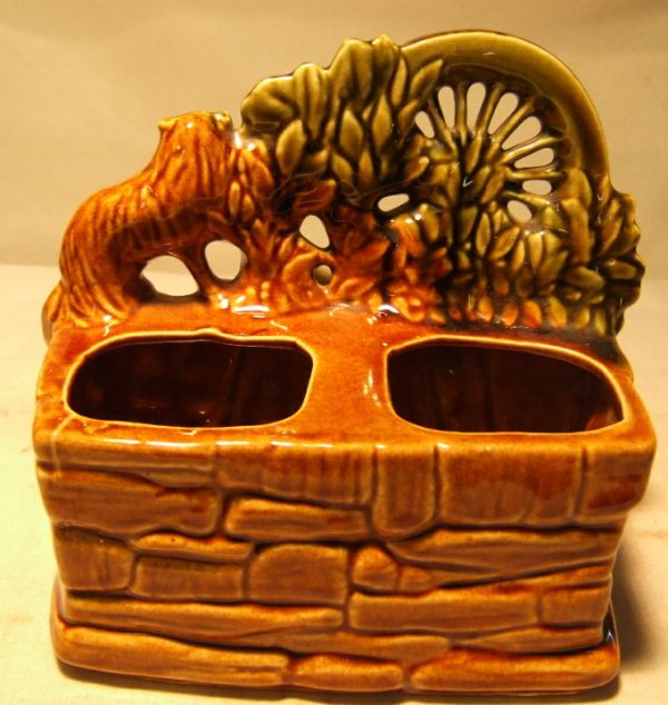 McCoy Pottery Scottie Dog Spinning Wheel Planter- - 2