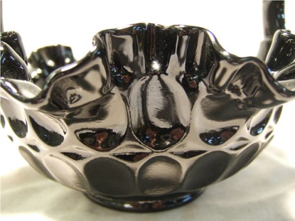 Fenton Black Milk Glass Basket, 9H x 8 3/4 Dia, E - 2
