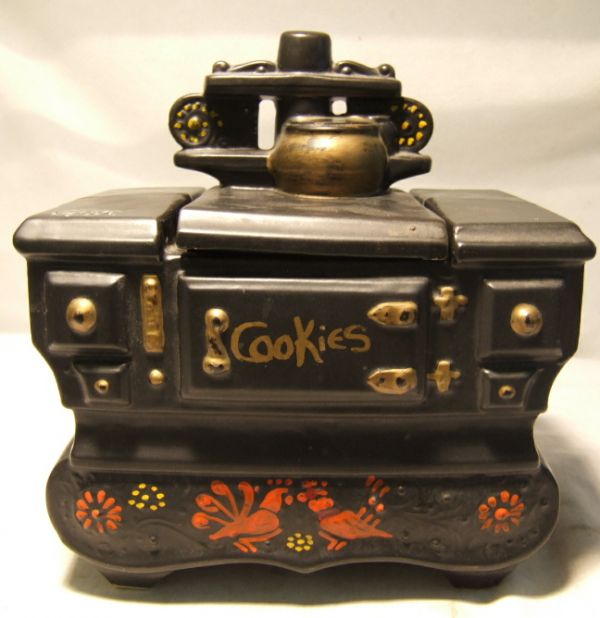 Antique McCoy Cast Iron Stove Cookie Jar, 10H x 8