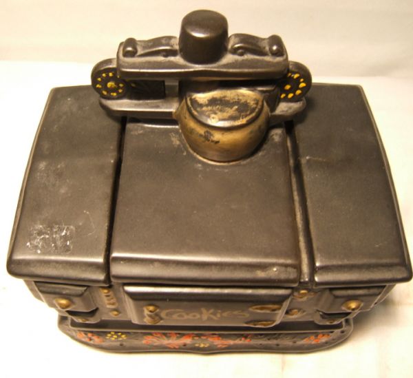 Antique McCoy Cast Iron Stove Cookie Jar, 10H x 8 - 2