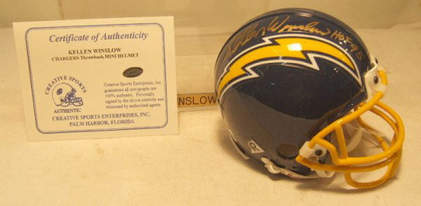 Kellen Winslow Chargers Throwback Mini Helmet: Kellen Winslow Chargers Throwback Mini Helmet with COA by Creative Sports Enterprises Inc.