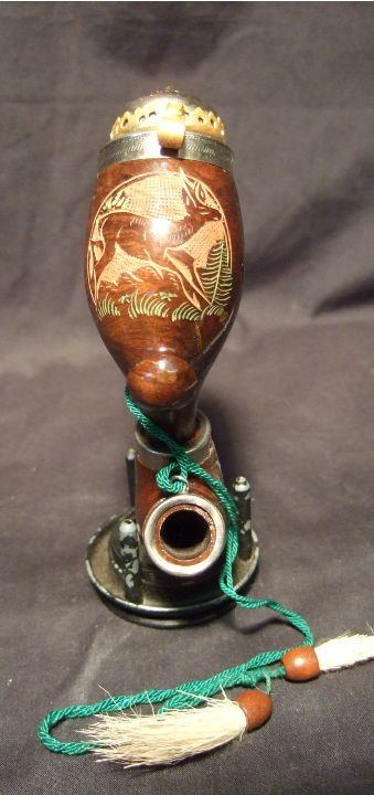 Stem Bowl Pipe Bowl Only with Cap, Carved Deer, E