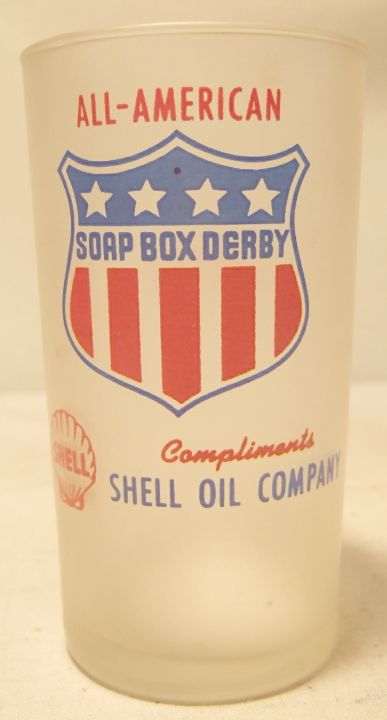 All American Soap Box Derby Glass by Shell Oil, 5: All American Soap Box Derby Glass by Shell Oil, 5"H, Dated August 13th, 1950