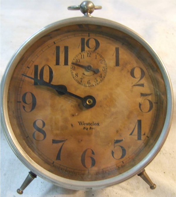 Westclock Big Ben Alarm Clock, Works, Face Darken: Westclock Big Ben Alarm Clock, Works, Face Darkened, Movement Needs Cleaned, 5 1/2 Dia x 7H, Ca. 1925