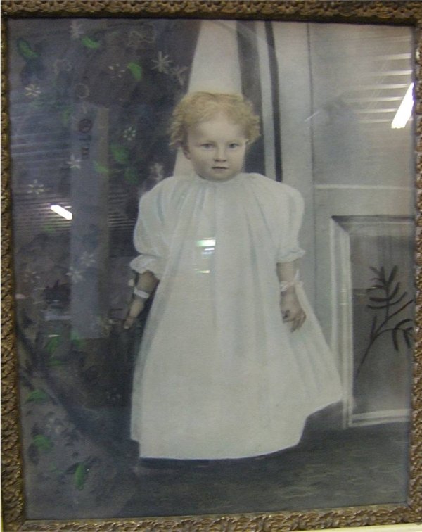 Large Antique Frame Photo of Little Girl - 2
