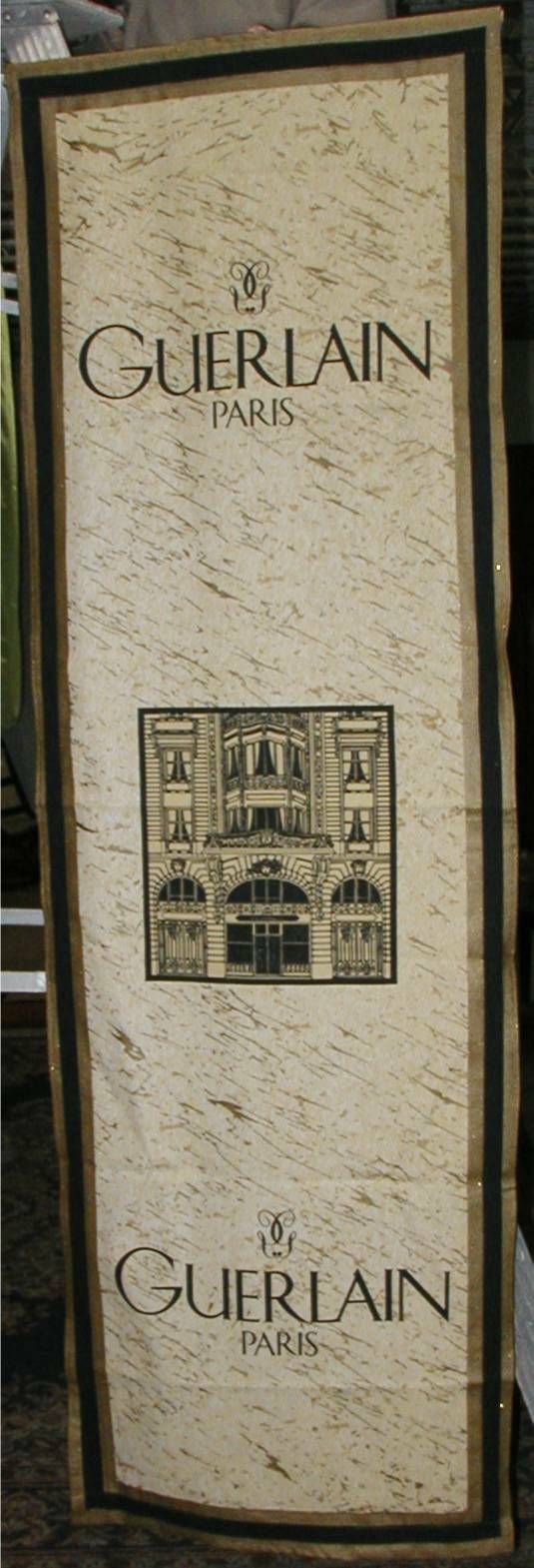 Guerlain, Paris Banner, 72 x 24, : Guerlain, Paris Unbleached Canvass Banner, 72 x 24, with Gold Trim & Balck Letters, Excellent Condition