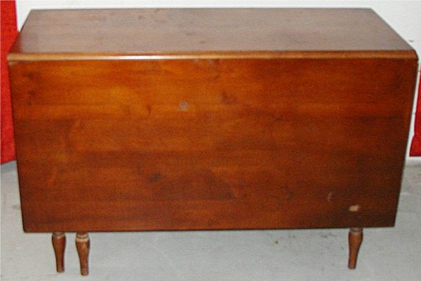 Maple Dropleaf Table, One Drop has Tiger Maple: Maple Dropleaf Table, One Drop has Tiger Maple in it, Five Rub Marks, 46"W x 21" Closed, 46"W x 64"Open, 30 1/2"H