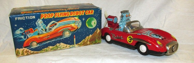 RARE ATC Japan Friction Prop Flying Robot Car. All: RARE ATC Japan Friction Prop Flying Robot Car. All Original and Complete with Original Box, Excellent Condition