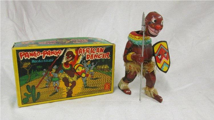 TPS Tin Windup Pango Pango African Dancer with Original: TPS Tin Windup Pango Pango African Dancer with Original Box. Near Mint Condition