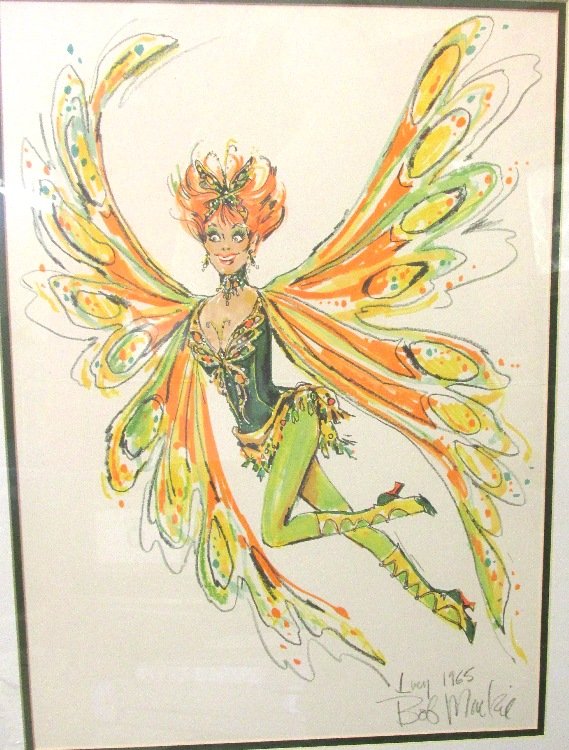 RARE Bob Mackie Original Design Sketch of Lucy 1965, 19: RARE Bob Mackie Original Design Sketch of Lucy 1965, 19 x 24, Framed