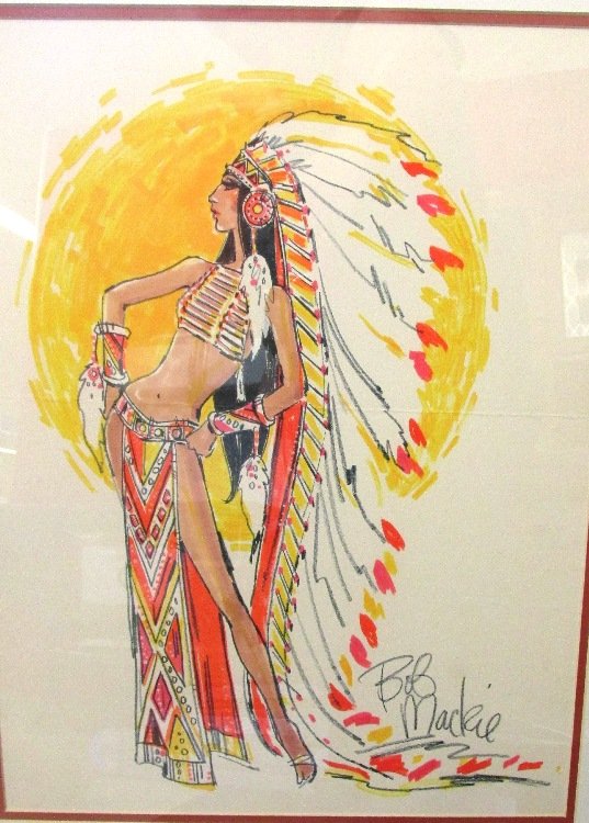 RARE Bob Mackie Original Design Sketch of Cher, 19 x 26: RARE Bob Mackie Original Design Sketch of Cher, 19 x 26 1/2, Framed