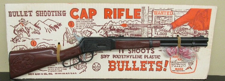 MARX BULLET SHOOTING CAP RIFLE Mint on Card: New Old Stock from Marx Factory