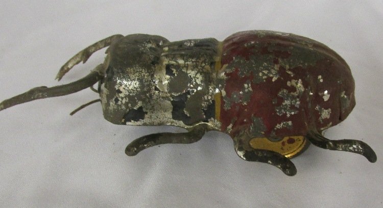 German Beetle Wind Up Tin Toy Probably Gunthermann, 6: German Beetle Wind Up Tin Toy Probably Gunthermann, 6 1/2", Works, VG